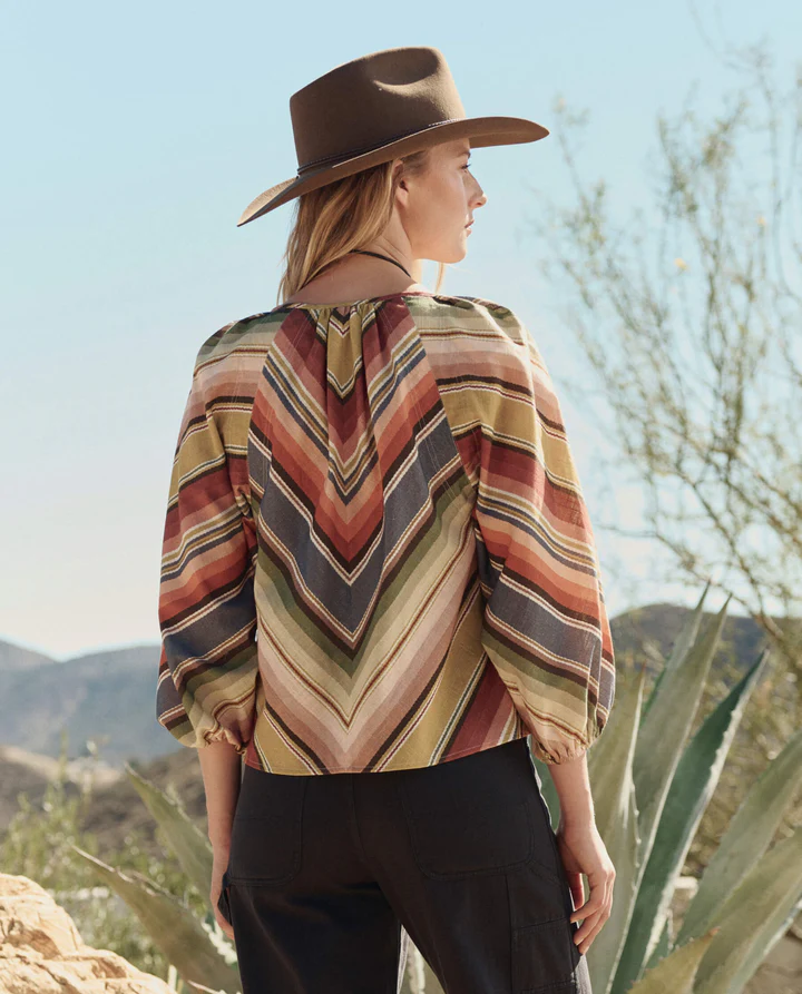 The Seamed Bodega Top in Davenport Stripe