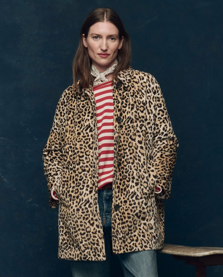 The Great. The Car Coat in Vintage Leopard