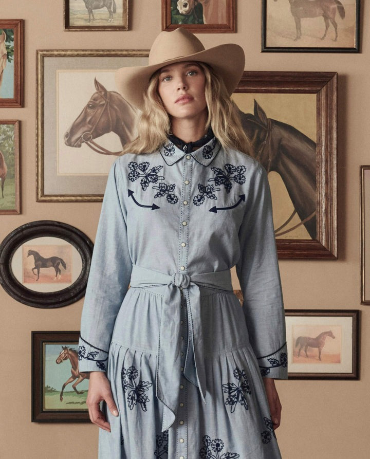 The Chambray Embroidered Western Shirt