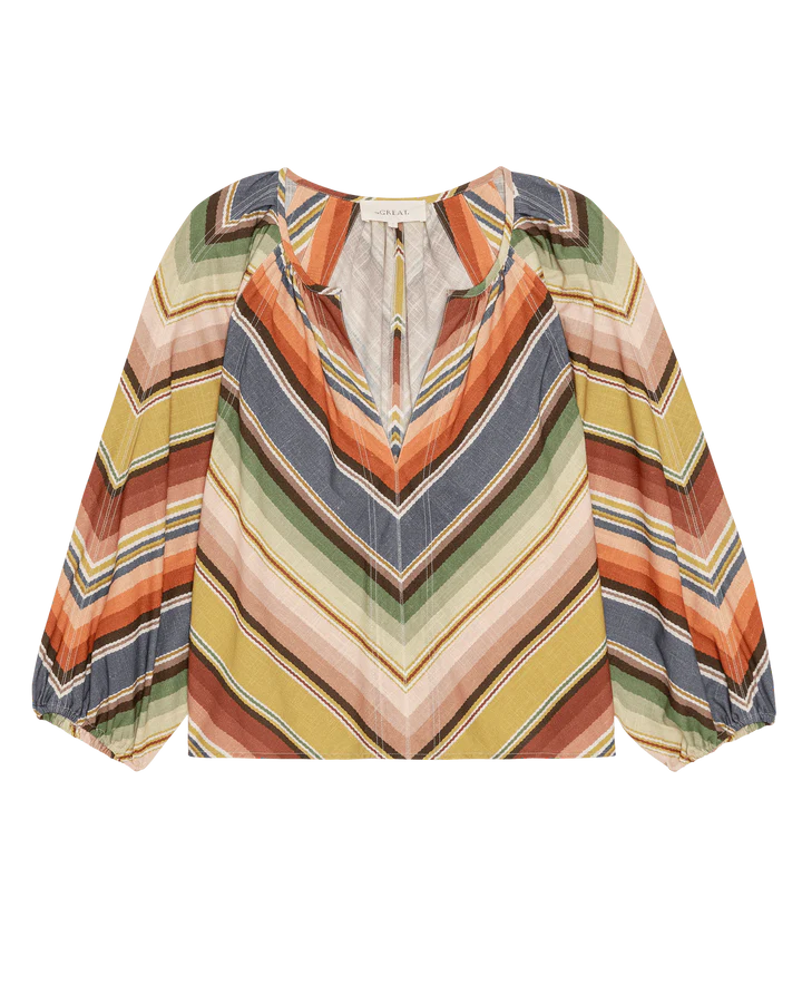 The Seamed Bodega Top in Davenport Stripe