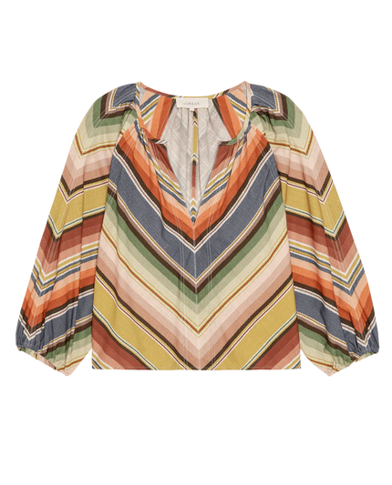 The Seamed Bodega Top in Davenport Stripe