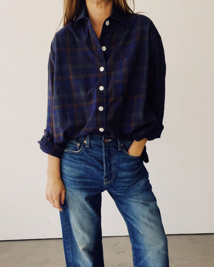 The Big Shirt in Navy Plaid