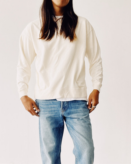 Hey Gang Boxy Sweatshirt in Natural