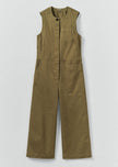 Sleeveless Cotton Twill Jumpsuit