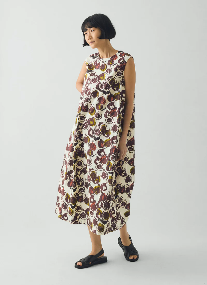 Fig Print Cotton Poplin Dress