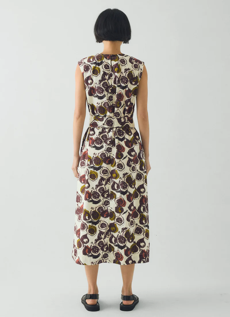 Fig Print Cotton Poplin Dress
