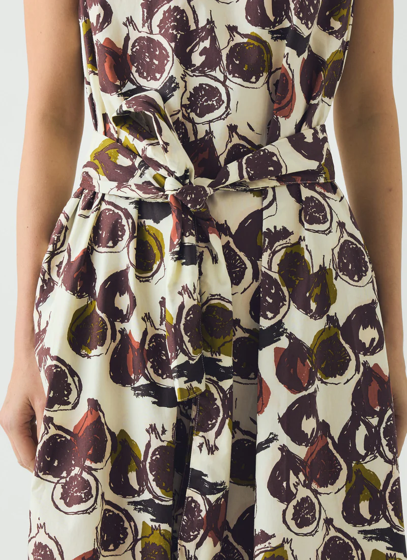 Fig Print Cotton Poplin Dress