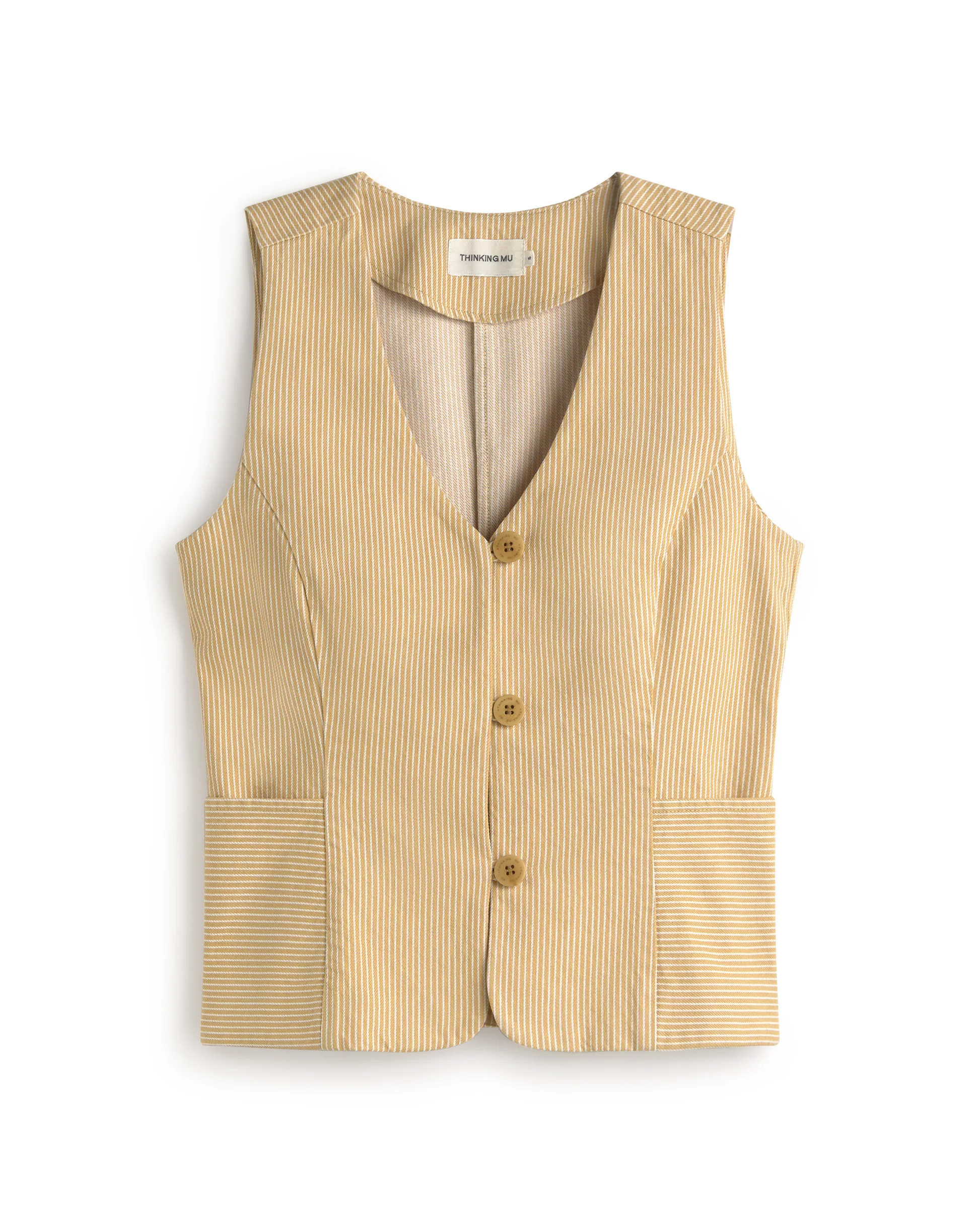 Thinking Mu Alisa Vest in Yellow Stripes