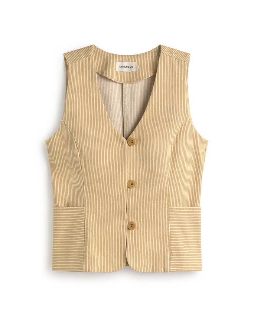 Thinking Mu Alisa Vest in Yellow Stripes