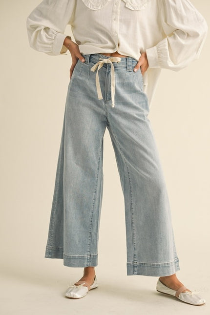 Light Wash Tie Front Jean