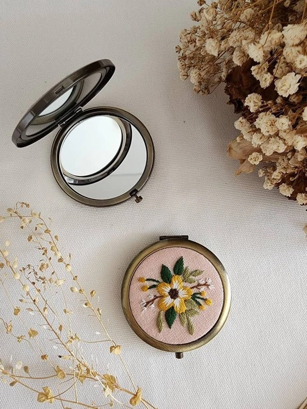 Quince Hand Embroidered Mirror Compact