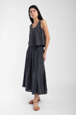 Micaela Greg Shirred Skirt in Faded Black
