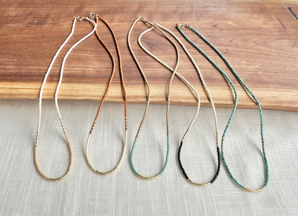 Gold & Japanese Seed Bead Necklace