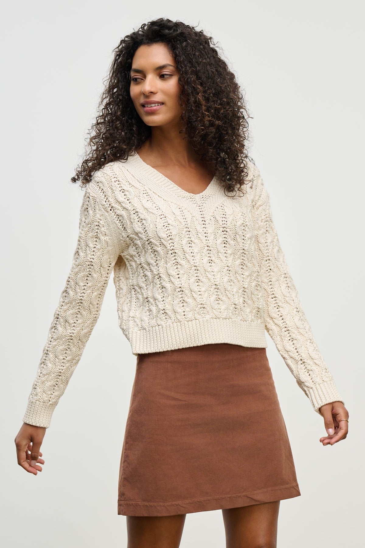 Velvet by G&S Cable Knit Sweater in Ivory
