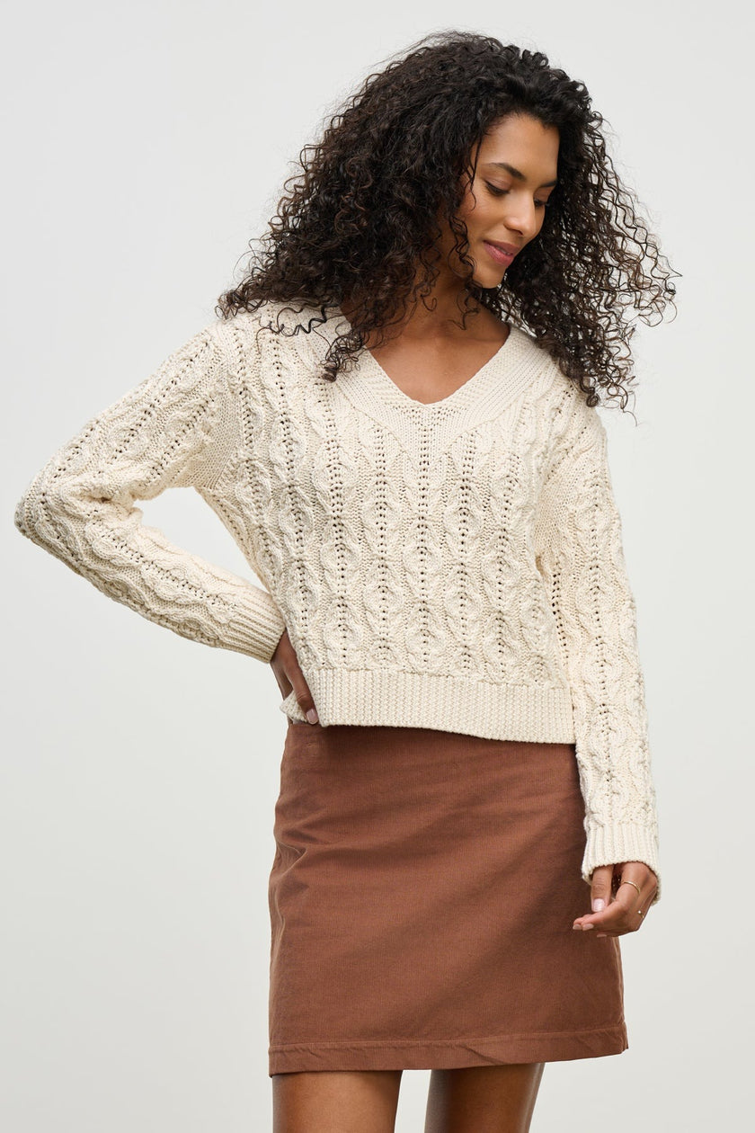 Cable Knit Sweater in Ivory