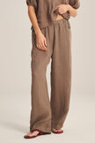 Clairo Woven Linen Pant in Mudslide