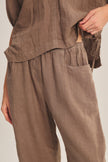 Clairo Woven Linen Pant in Mudslide