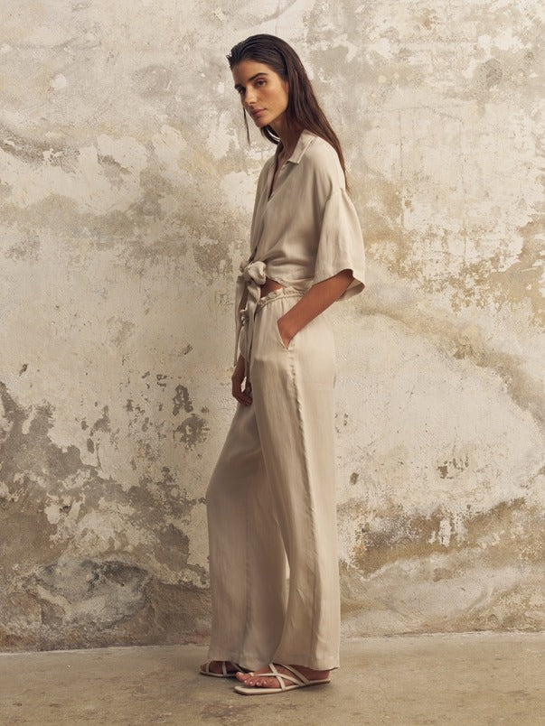 Lucid Flow Tie Pants in Sand