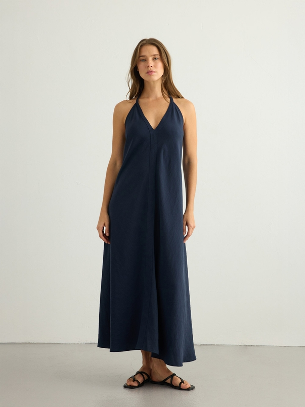 The Handloom Zoe Maxi Dress in Navy