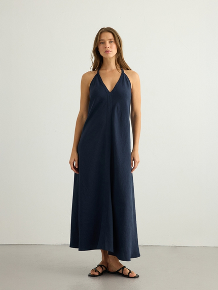The Handloom Zoe Maxi Dress in Navy