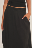 The Fae Lightweight Linen Barrel Skirt in Black