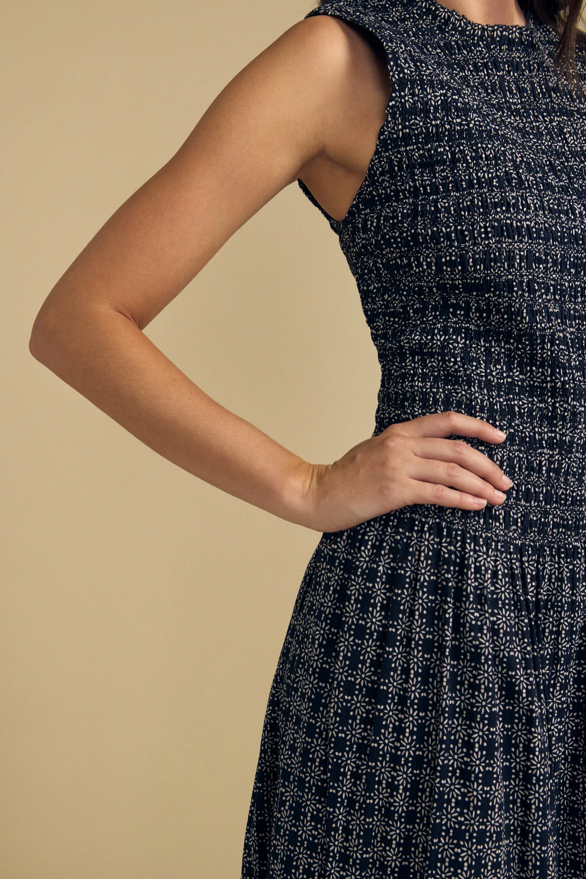 Katherine Dress in Navy Cotton
