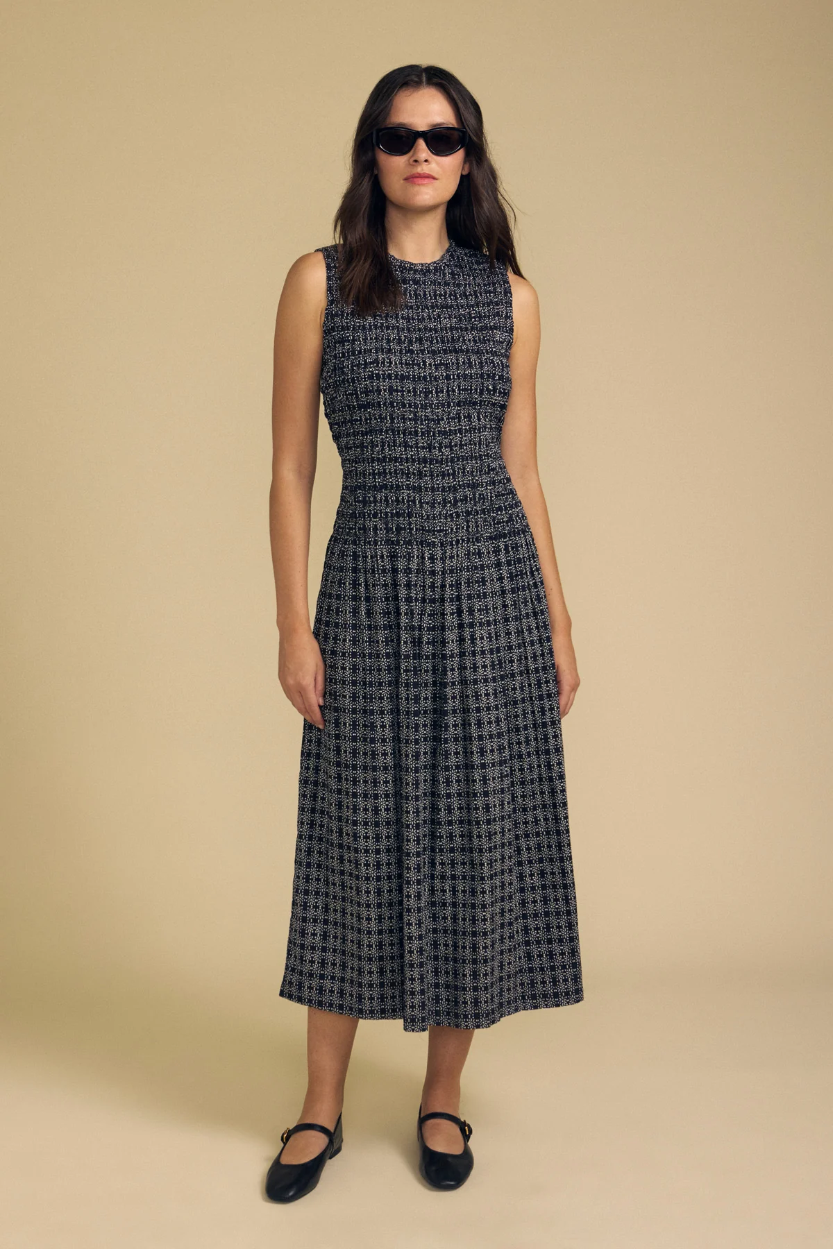 Katherine Dress in Navy Cotton