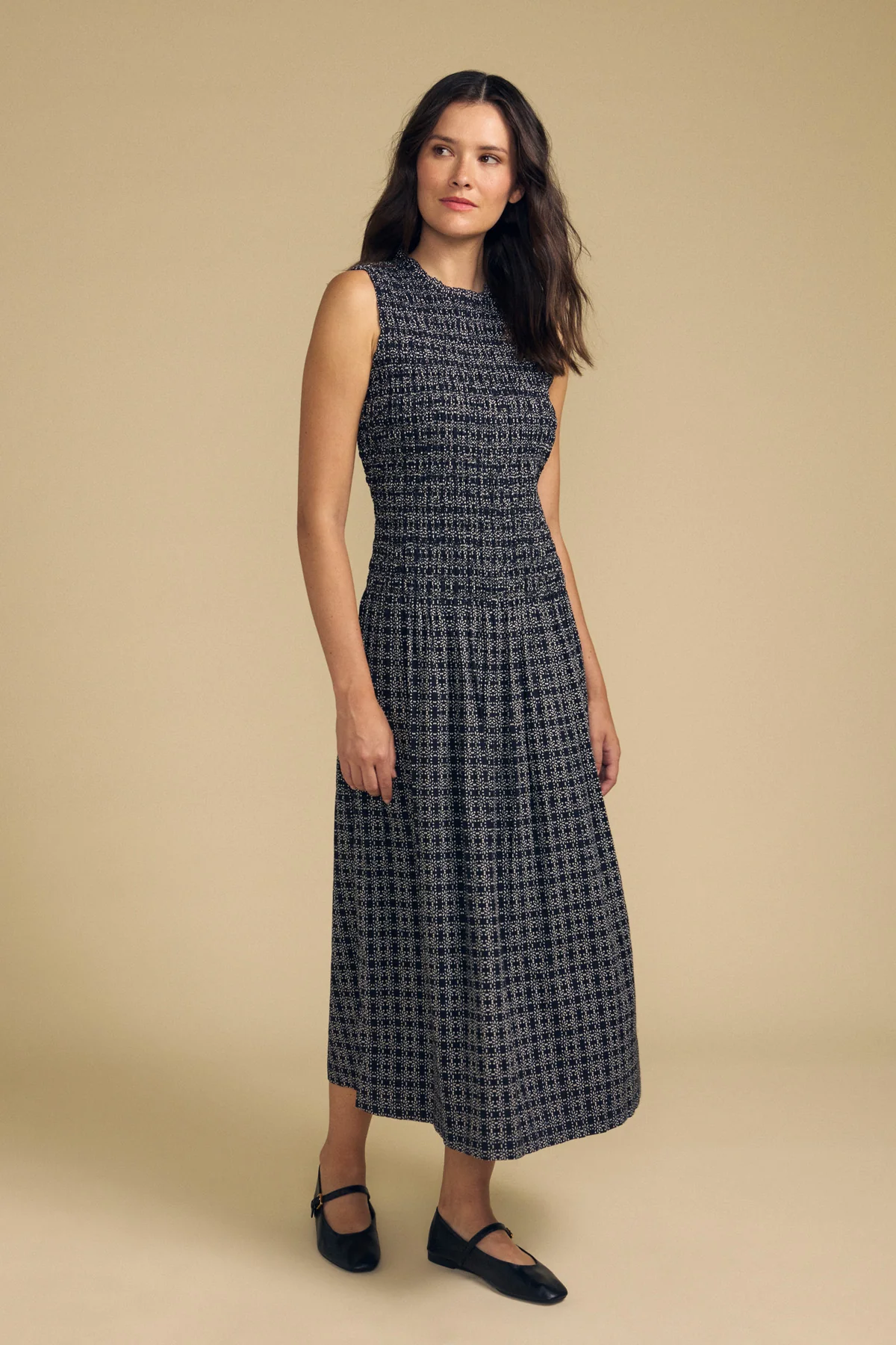 Katherine Dress in Navy Cotton