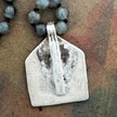 RFB 108 Affirmation Mala with Kundalini Snake Antique Silver Indian Amulet and Labradorite