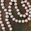 RFB 108 Pearl Mala Necklace with Antique Silver Heart Charms