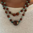 RFB 108 Rudraksha Mala Necklace with Turquoise and Large Enamel Bead