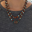 RFB 108 Rudraksha Mala Necklace with Turquoise and Large Enamel Bead