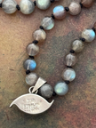 RFB 108 Labradorite Mala with Mexican Silver Evil Eye Amulet