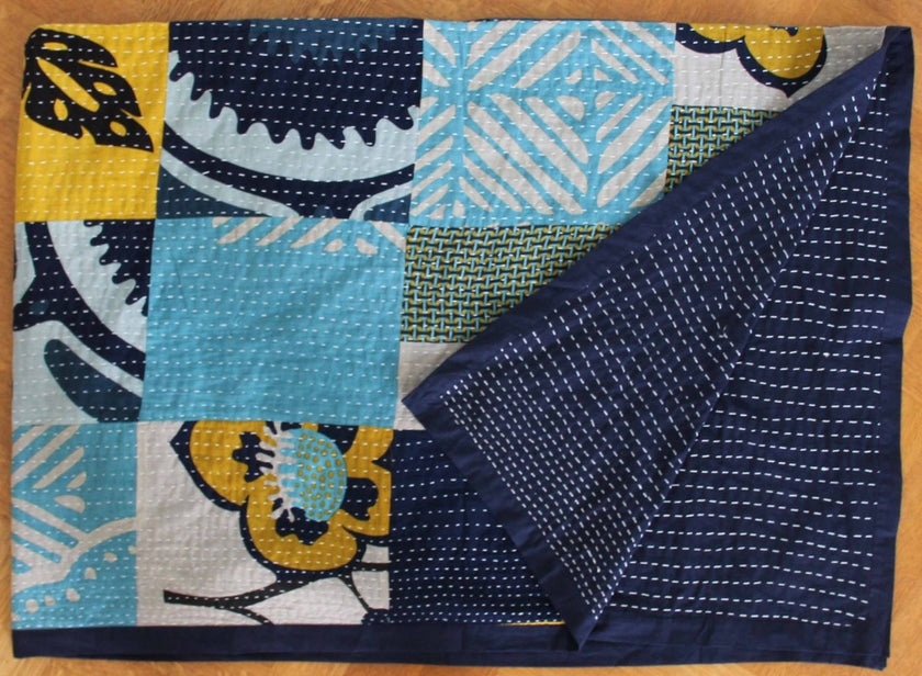 Les Belles Vagabondes Kantha Quilt Marine Navy