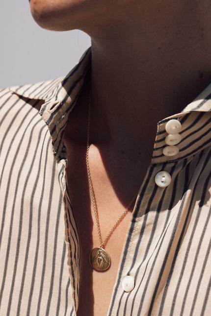 Kathryn Bentley Solid 14k Gold Bee Coin Pendant