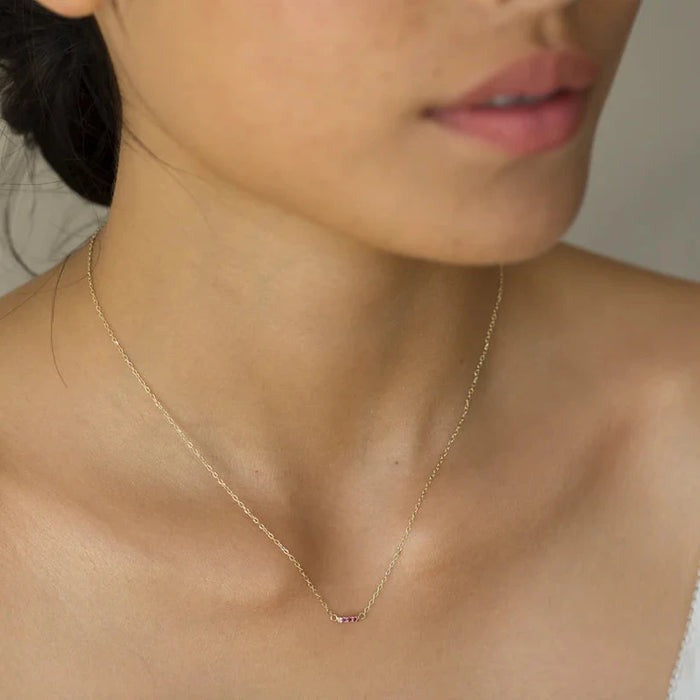 Gjenmi 14K Gold Tic Tac Necklace - Emerald