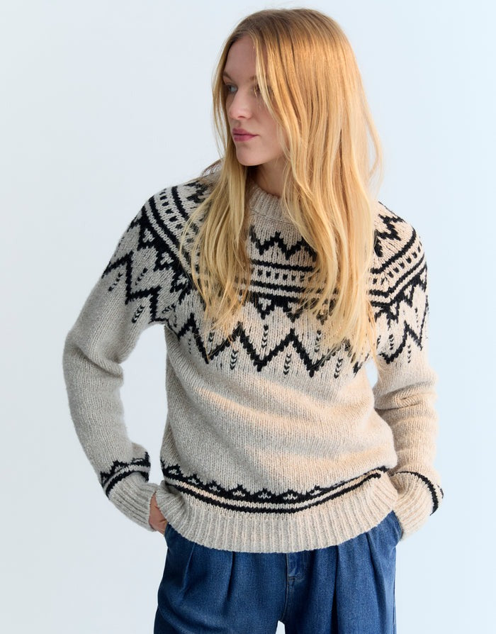 The New Society Wool Jumper in Moonlight Vigore