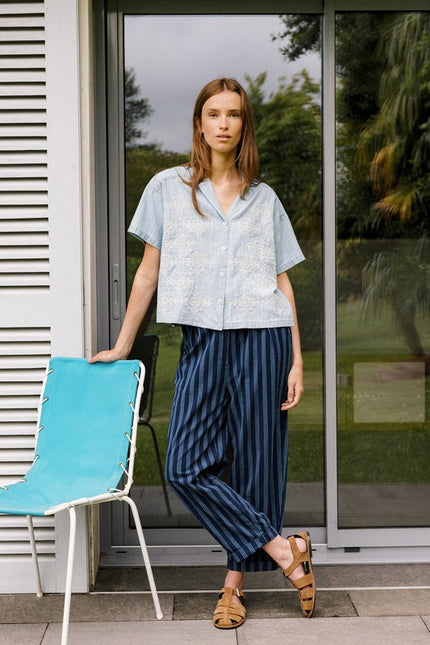 Indi & Cold Embroidered Denim Shirt