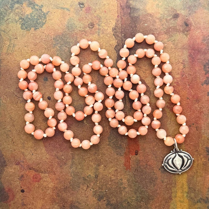 RFB 108 with Erica Molinari Silver Lotus Om Charm and Peach Moonstone