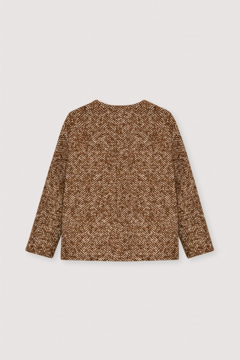 The New Society Wool Blazer in Camel Herringbone