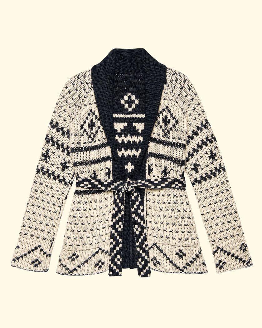The Great. The Reversible Shepherd Cardigan in Navy & Cream