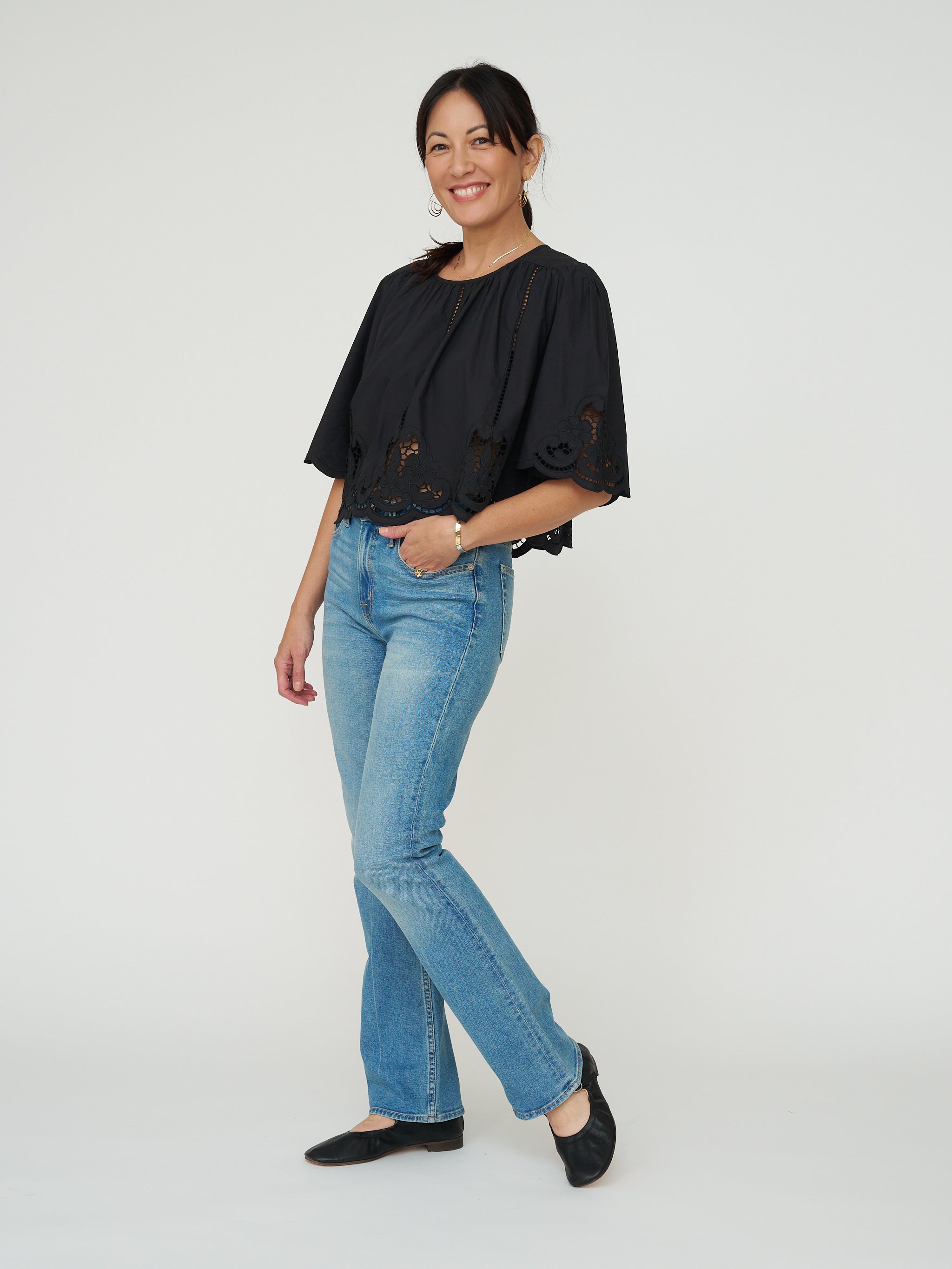 Louise Misha Cotton Louviana Top in Black