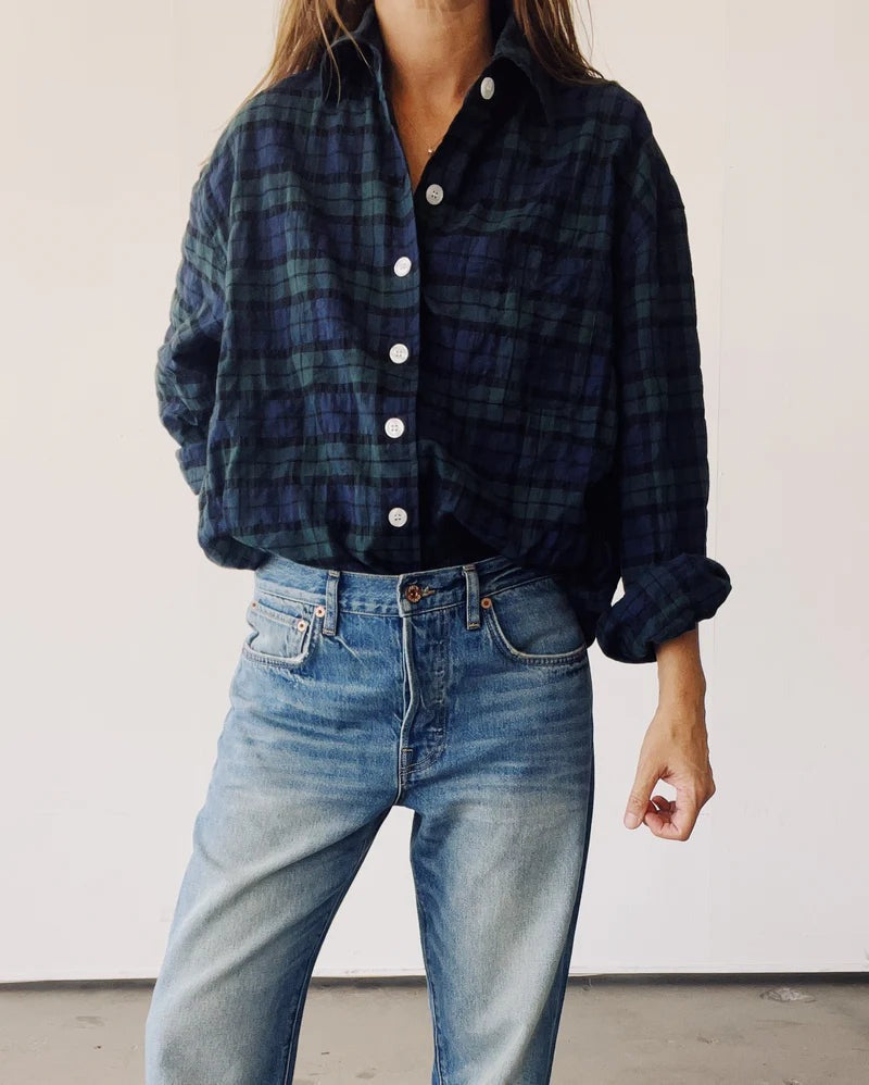 Hey Gang The Big Shirt - Green Plaid