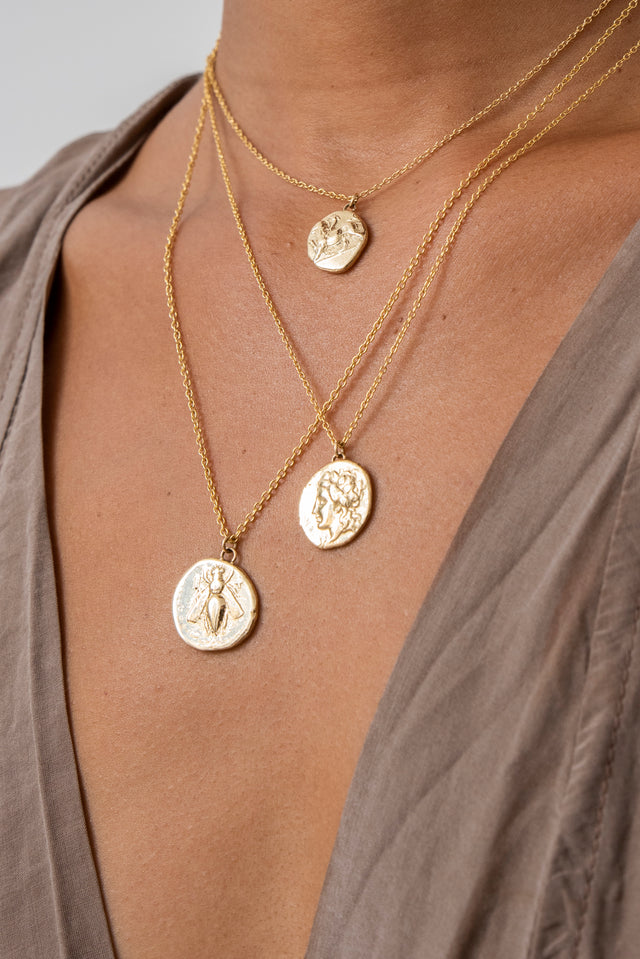 Kathryn Bentley Solid 14k Gold Bee Coin Pendant