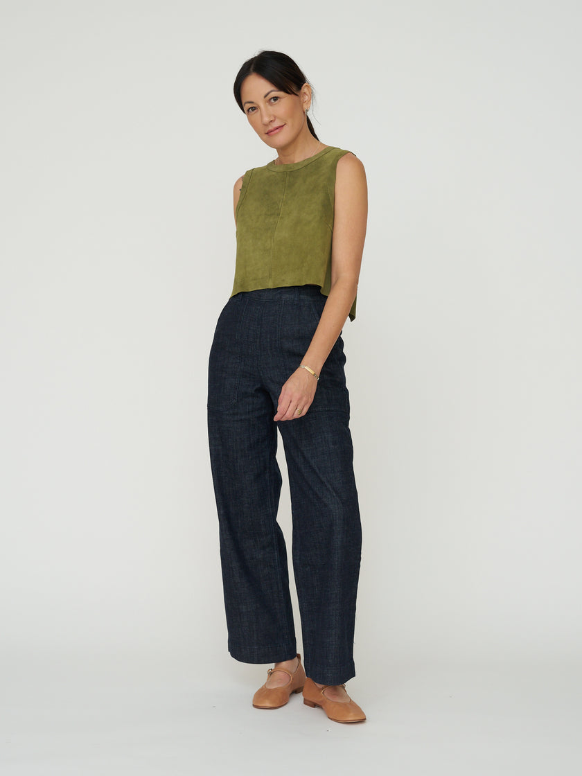 Louise Misha Suede Omolade Top in Moss