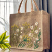 Quince Fables Daisy Garden Embroidered Jute Bag