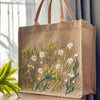 Quince Fables Daisy Garden Embroidered Jute Bag