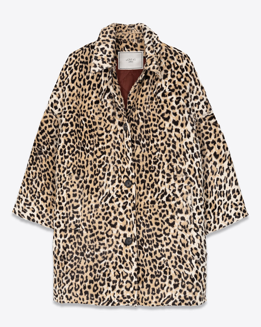 The Great. The Car Coat in Vintage Leopard