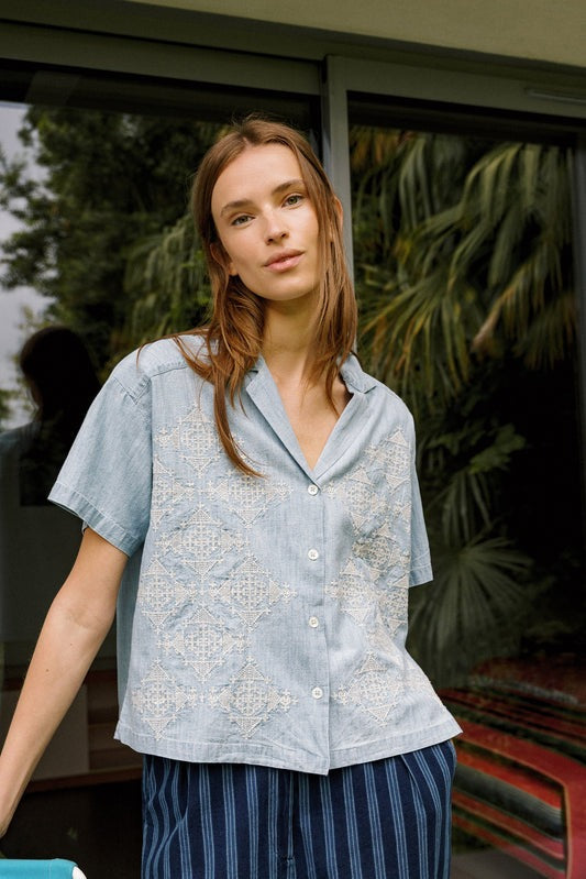 Indi & Cold Embroidered Denim Shirt