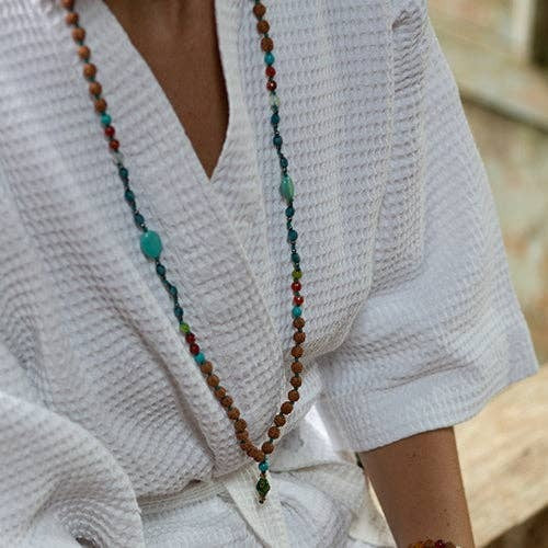 Love Is Project Bali Mala Necklace Handmade Recycled Glass & Turquoise
